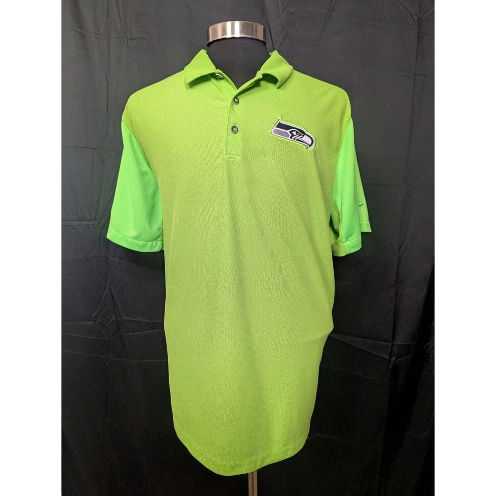 NFL Seattle Seahawks NIKE Dri Fit Team Issue Green Polo Golf Shirt Men's XXL
